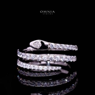 Omnia Sidra White Ring With High Quality Simulated Diamonds In 925 Silver