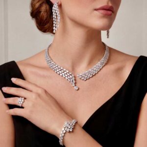 Omnia Ciara White Luxury Bridal Full Set in High Quality Rhodium Plated Zircon Stones
