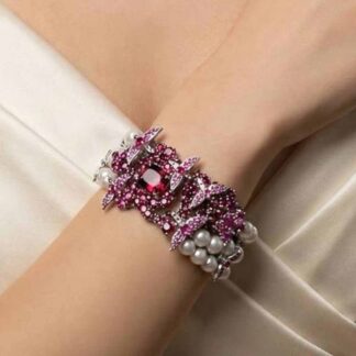 Omnia Blossom Pearl Bracelet in 925 Silver with High Quality Simulated Diamonds