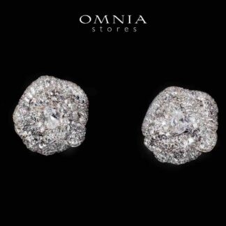 Omnia Eiza Rose Clip Earrings With High Quality Simulated Diamonds In 925 Silver