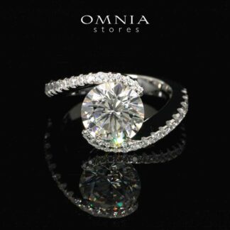 Omnia Jamiyah White High Quality Certified Lab Crafted Stone Ring In 925 Silver 3ct