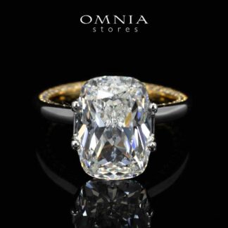 Omnia Dalila White and Gold High Quality Certified Lab Crafted Stone Ring In 925 Silver 10ct
