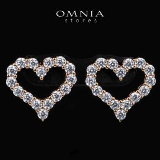 Omnia Afiya Rose Gold Heart Earrings With High Quality Certified Lab Crafted Stones In 925 Silver