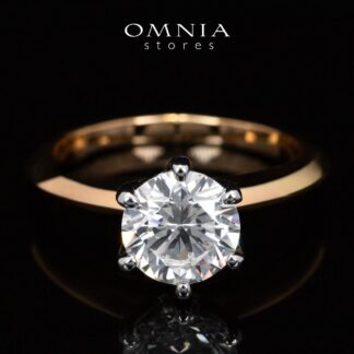 Omnia Zofia Gold Ring With High Quality Certified Lab Crafted Stones In 925 Silver 2ct