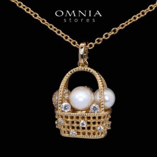 Omnia Edna Gold Pendan Necklace With High Quality Certified Lab Crafted Stones In 925 Silver