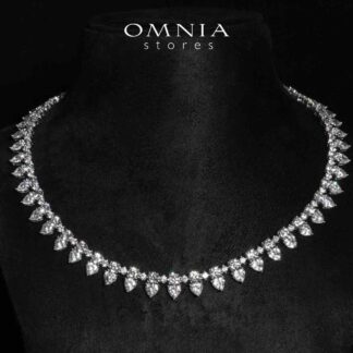 Omnia Jiya White Necklace With High Quality Certified Lab Crafted Stones In 925 Silver
