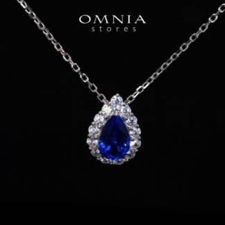 Omnia Emoni Blue Spinel Pendant Necklace With High Quality Certified Lab Crafted Stones In 925 Silver