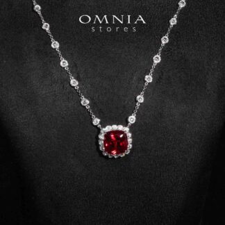 Omnia Rumi White and Red Pendant Necklace With High Quality Certified Lab Crafted Stones In 925 Silver