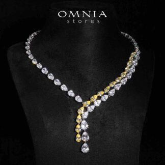 Omnia Sury White and Yellow Necklace With High Quality Simulated Diamond Stones In 925 Silver