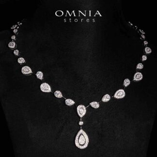 Omnia Amaira White Necklace With High Quality Certified Lab Crafted Stones In 925 Silver