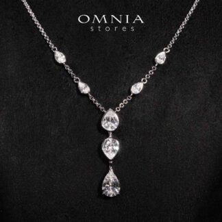 Omnia Zaida White Necklace With High Quality Certified Lab Crafted Stones In 925 Silver