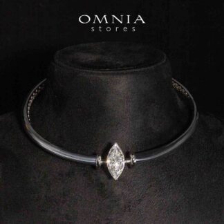 Omnia Amyah White Choker Necklace With High Quality Certified Lab Crafted Stones In 925 Silver