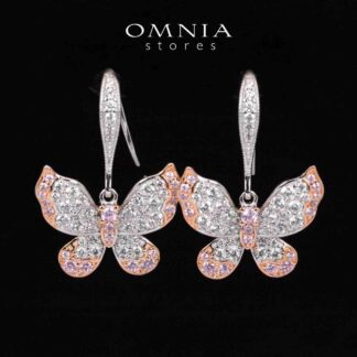 Omnia Brisa Butterfly Rose Gold Earrings With High Quality Simulated Diamonds in 925 Silver