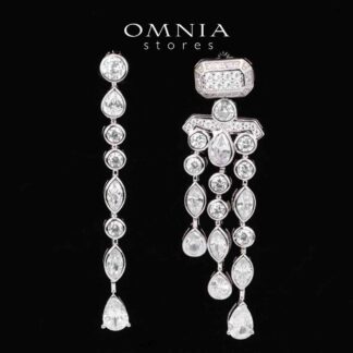 Omnia Anali White Drop Earrings With High Quality Simulated Diamonds in 925 Silver