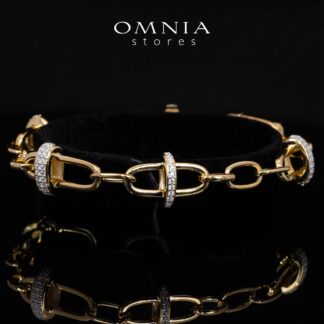 Omnia Marla Gold and White Bracelet With High Quality Simulated Diamonds in 925 Silver