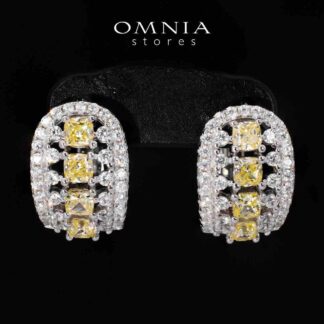 Dianna Yellow and White Clip Earrings With High Quality Simulated Diamonds in 925 Silver