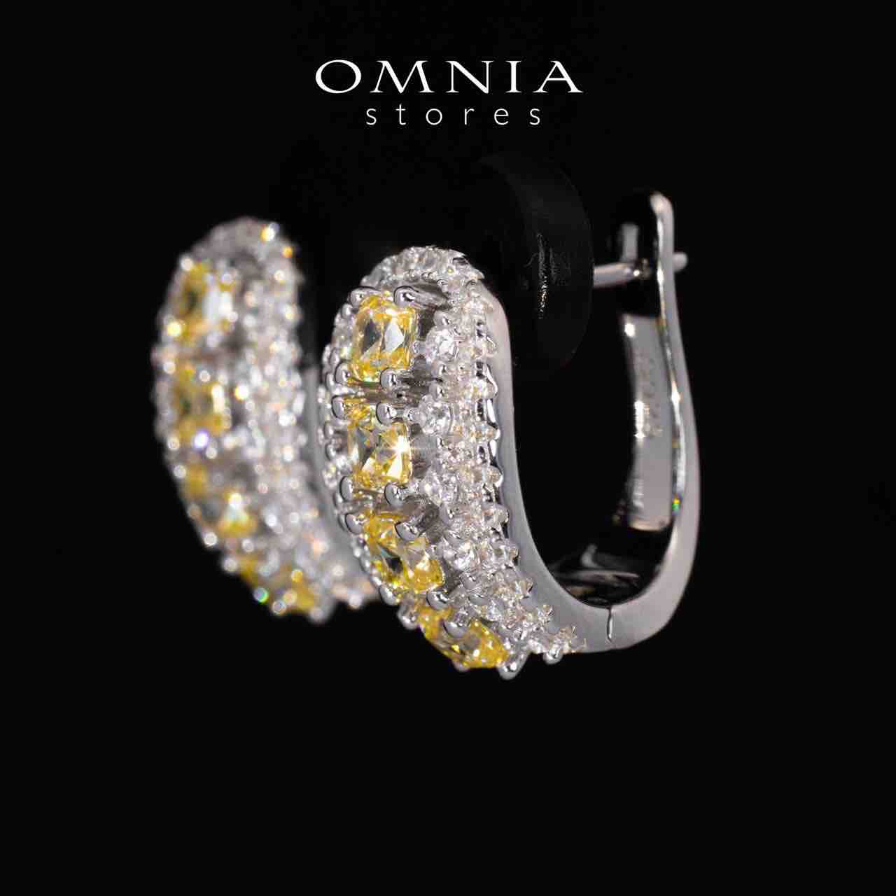 Dianna Yellow and White Clip Earrings With High Quality Simulated Diamonds in 925 Silver - Image 2