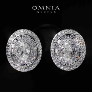 Adah Round White Earrings With High Quality Simulated Diamonds in 925 Silver