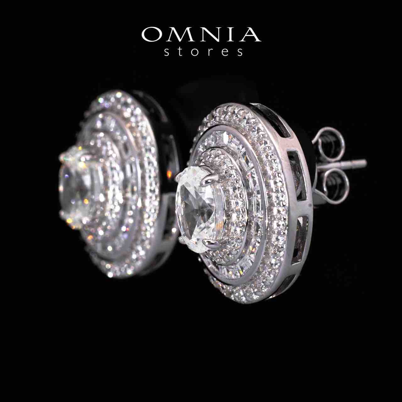 Adah Round White Earrings With High Quality Simulated Diamonds in 925 Silver - Image 3