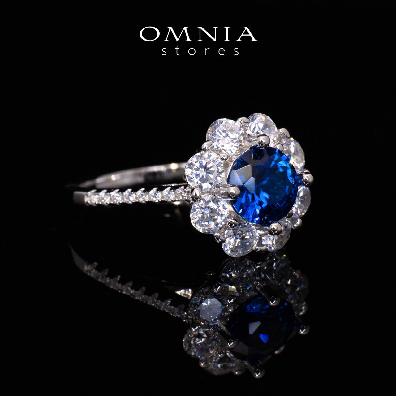 Mashael Blue Flower Cut Ring With High Quality Simulated Diamonds in 925 Silver - Image 2