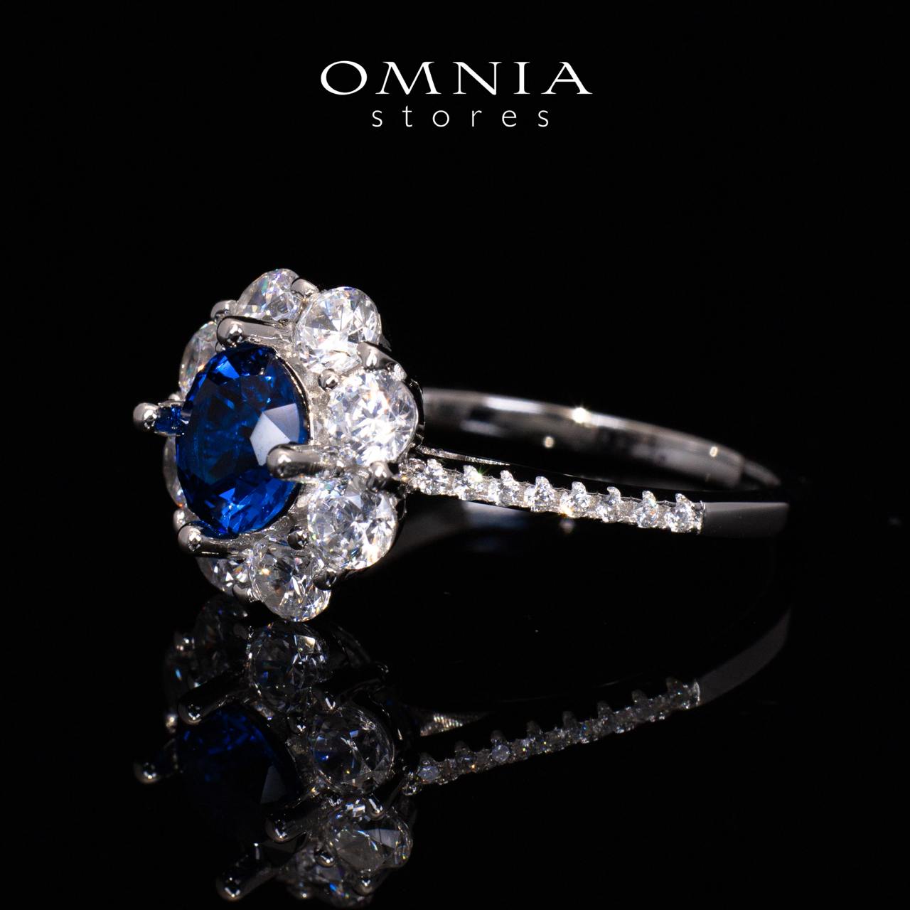 Mashael Blue Flower Cut Ring With High Quality Simulated Diamonds in 925 Silver - Image 3