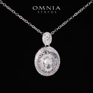 Adah Round White Pendant Necklace With High Quality Simulated Diamonds in 925 Silver
