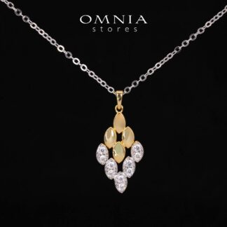 Farra Gold Pendant Necklace With High Quality Simulated Diamonds in 925 Silver