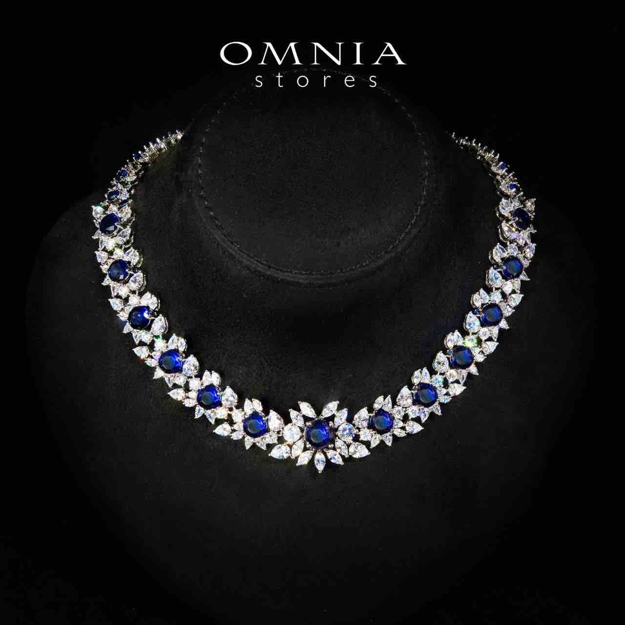 Nareen Blue Luxury Bridal Full Set in High Quality Zircon Stone Rhodium Plated - Image 2