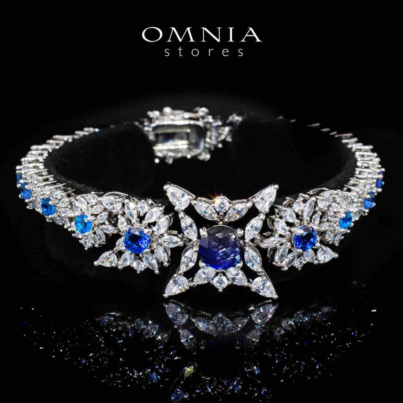 Nareen Blue Luxury Bridal Full Set in High Quality Zircon Stone Rhodium Plated - Image 3