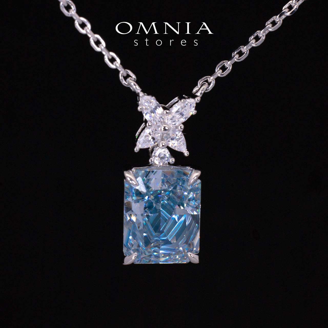 Elana White and Blue Floral Certified Lab Crafted Pendant Necklace With High Quality 925 Silver