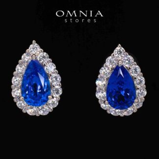 Emoni Blue Pear Cut Certified Lab Crafted Earrings With High Quality 925 Silver