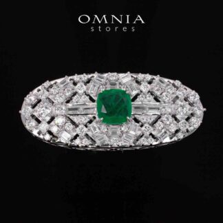 Elina Green Brooch With High Quality Simulated Diamonds in 925 Silver