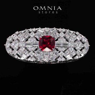 Elina Red Brooch With High Quality Simulated Diamonds in 925 Silver