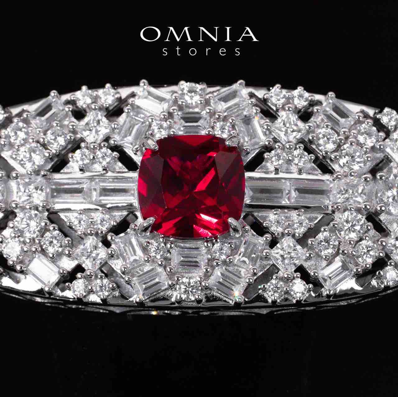 Elina Red Brooch With High Quality Simulated Diamonds in 925 Silver - Image 2