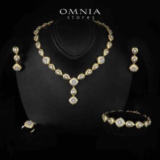 Natalia Gold Plated Luxury Bridal Full Set in 925 Silver High Quality Simulated Diamonds