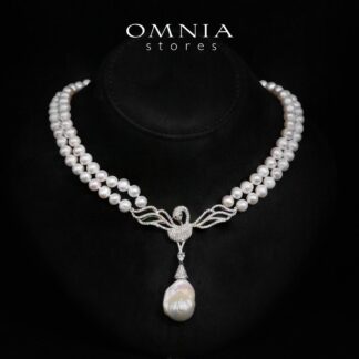 Regina White Pearl Bird Design Necklace With High Quality Simulated Diamonds in 925 Silver