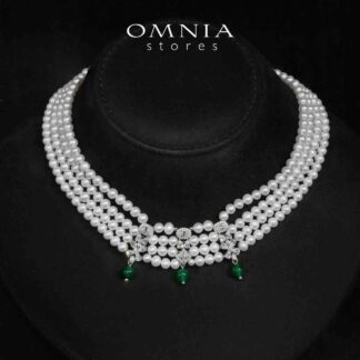 Shayna Green and White Real Preal Necklace With High Quality Simulated Diamonds in 925 Silver