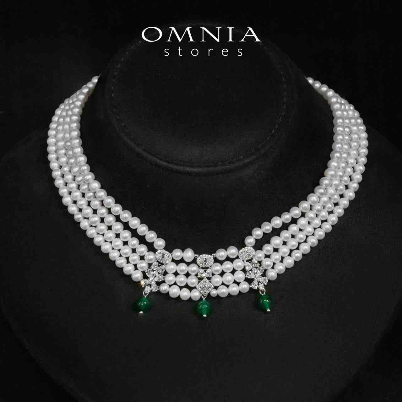 Shayna Green and White Real Preal Necklace With High Quality Simulated Diamonds in 925 Silver