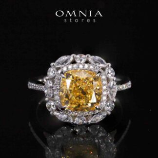 Teresa Yellow and White Ring With High Quality Simulated Diamonds in 925 Silver