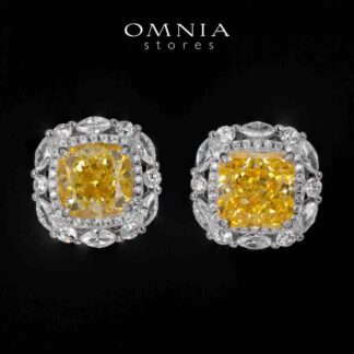 Teresa Yellow and White Earrings With High Quality Simulated Diamonds in 925 Silver