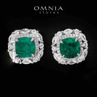 Teresa Green and White Earrings With High Quality Simulated Diamonds in 925 Silver