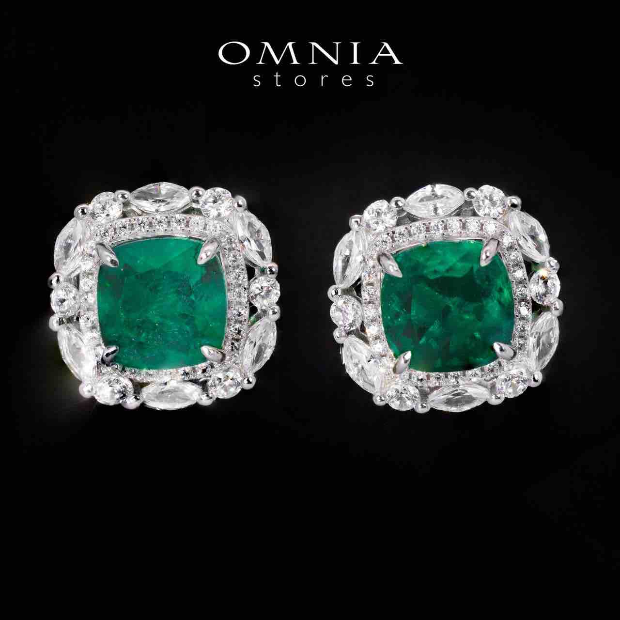 Teresa Green and White Earrings With High Quality Simulated Diamonds in 925 Silver