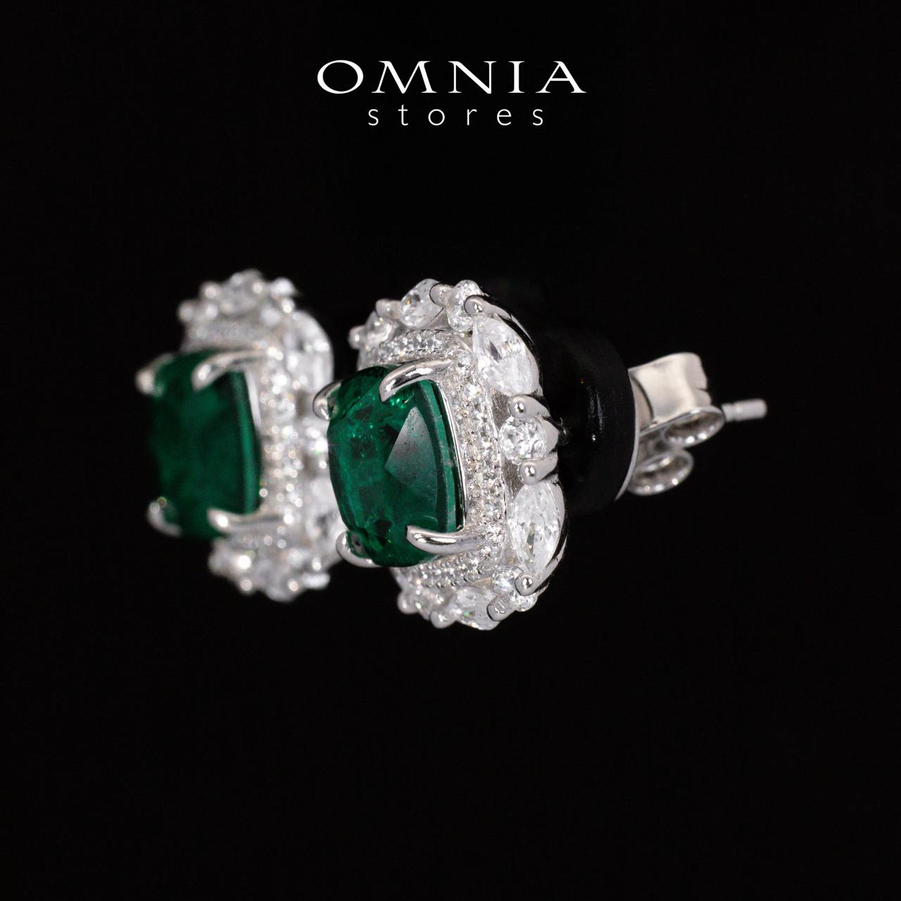 Teresa Green and White Earrings With High Quality Simulated Diamonds in 925 Silver - Image 2