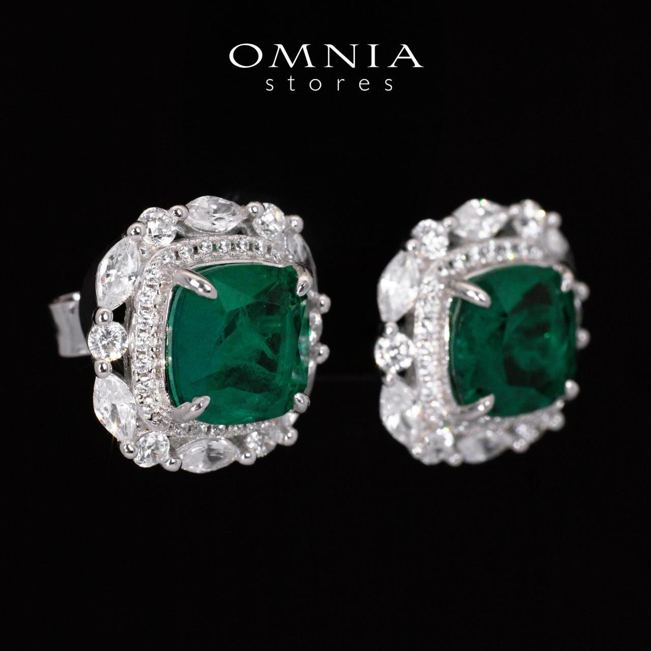 Teresa Green and White Earrings With High Quality Simulated Diamonds in 925 Silver - Image 4