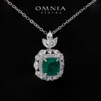 Teresa Green and White Pendant Necklace With High Quality Simulated Diamonds in 925 Silver