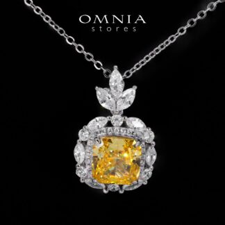 Teresa Yellow and White Pendant Necklace With High Quality Simulated Diamonds in 925 Silver