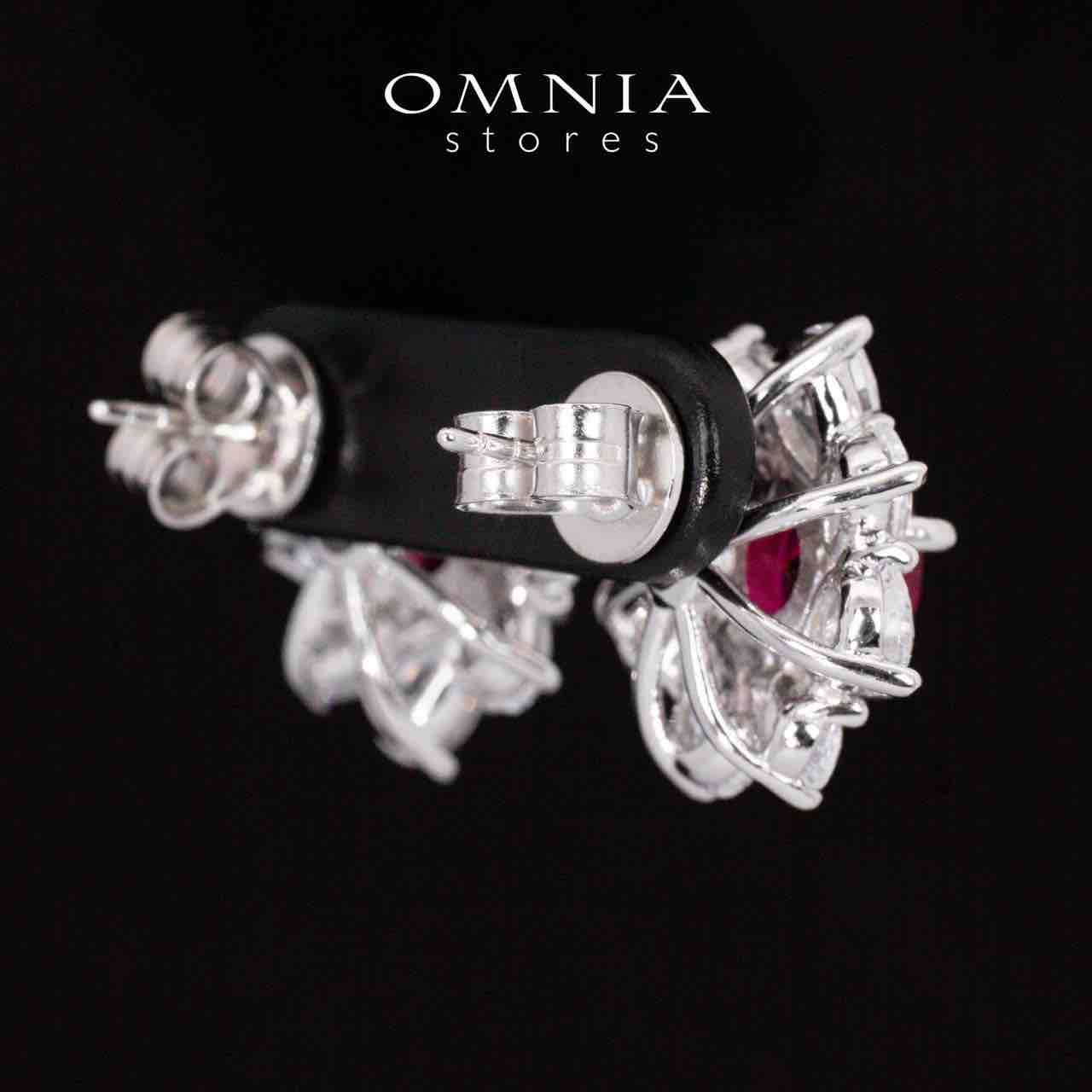 Gwen Floral Red and White Pendant Necklace With High Quality Simulated Diamonds in 925 Silver - Image 3