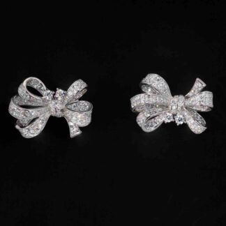 Melina Ribbon Design Earrings in 925 Silver Accessories High Quality Simulated Diamonds