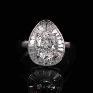 Irene White Pear Ring With High Quality Simulated Diamonds in 925 Silver