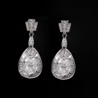 Irene White Pear Drop Earrings With High Quality Simulated Diamonds in 925 Silver